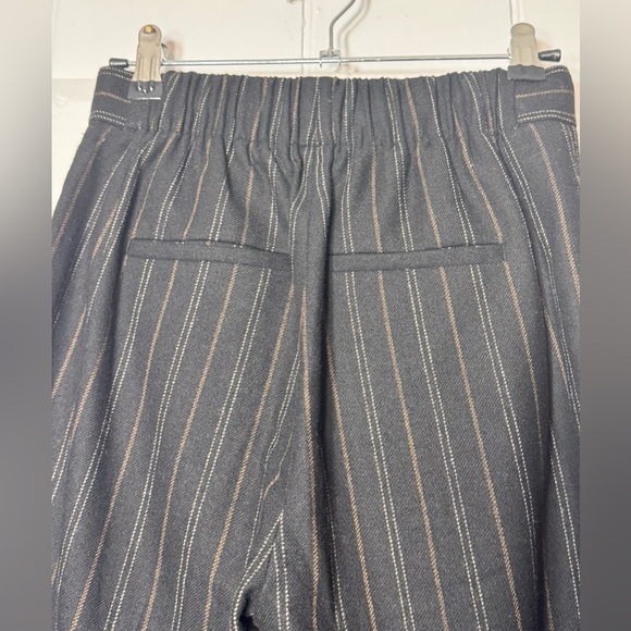 EUC Vince Black/Tan Striped Women's Cropped Pants Elastic Waist Retail $159 - Picture 8 of 9